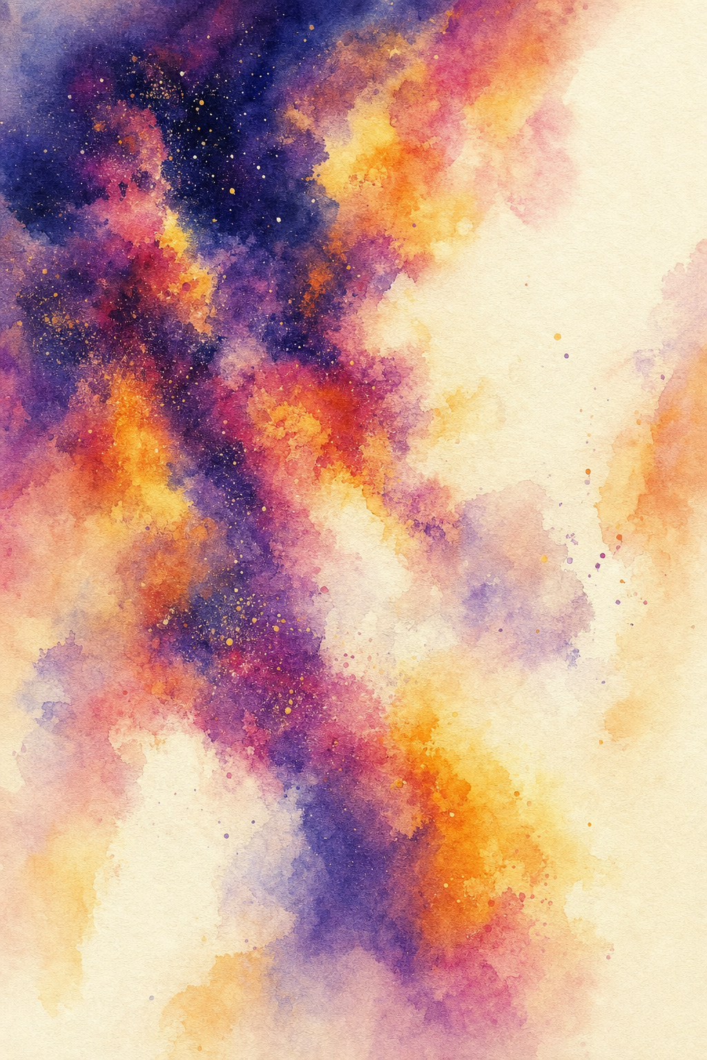 Cosmic Reverberation — reverse coloring page watercolor background