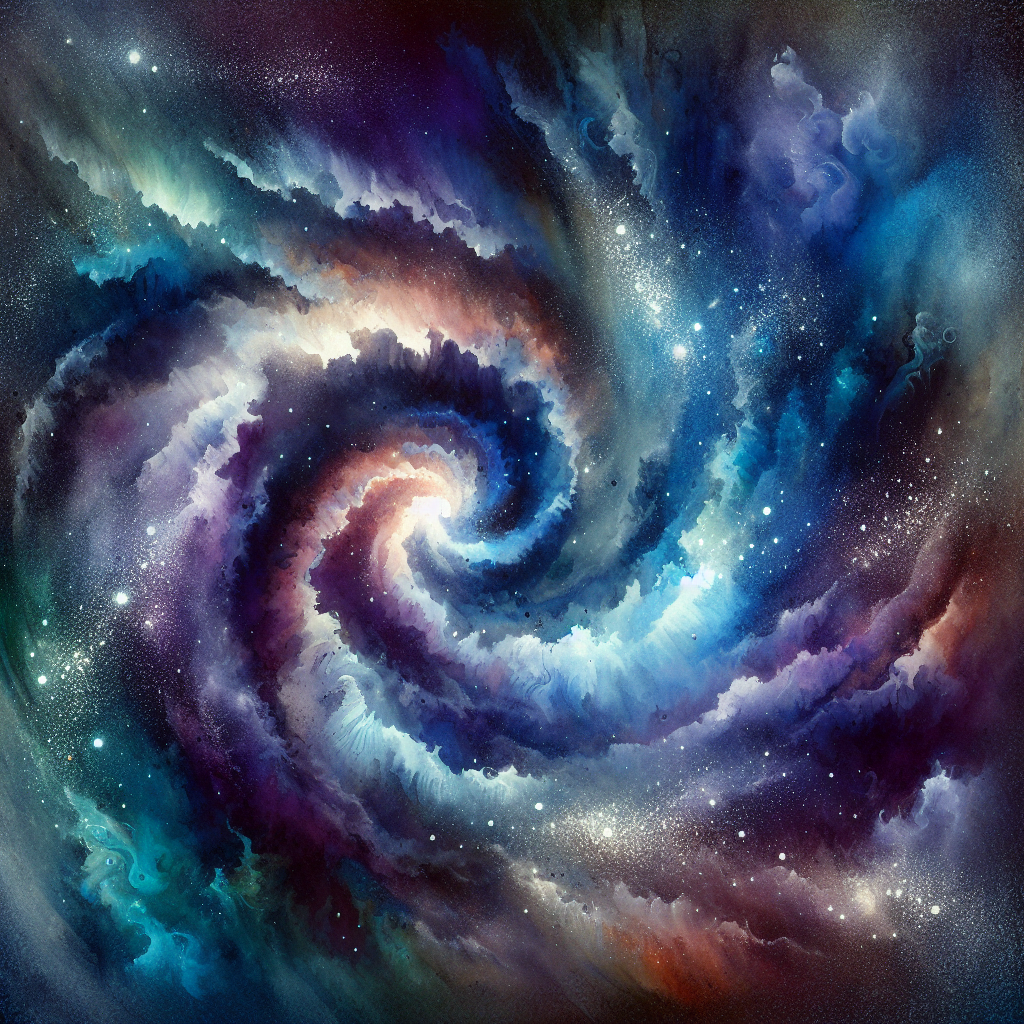 Cosmic Voyage — reverse coloring page watercolor background