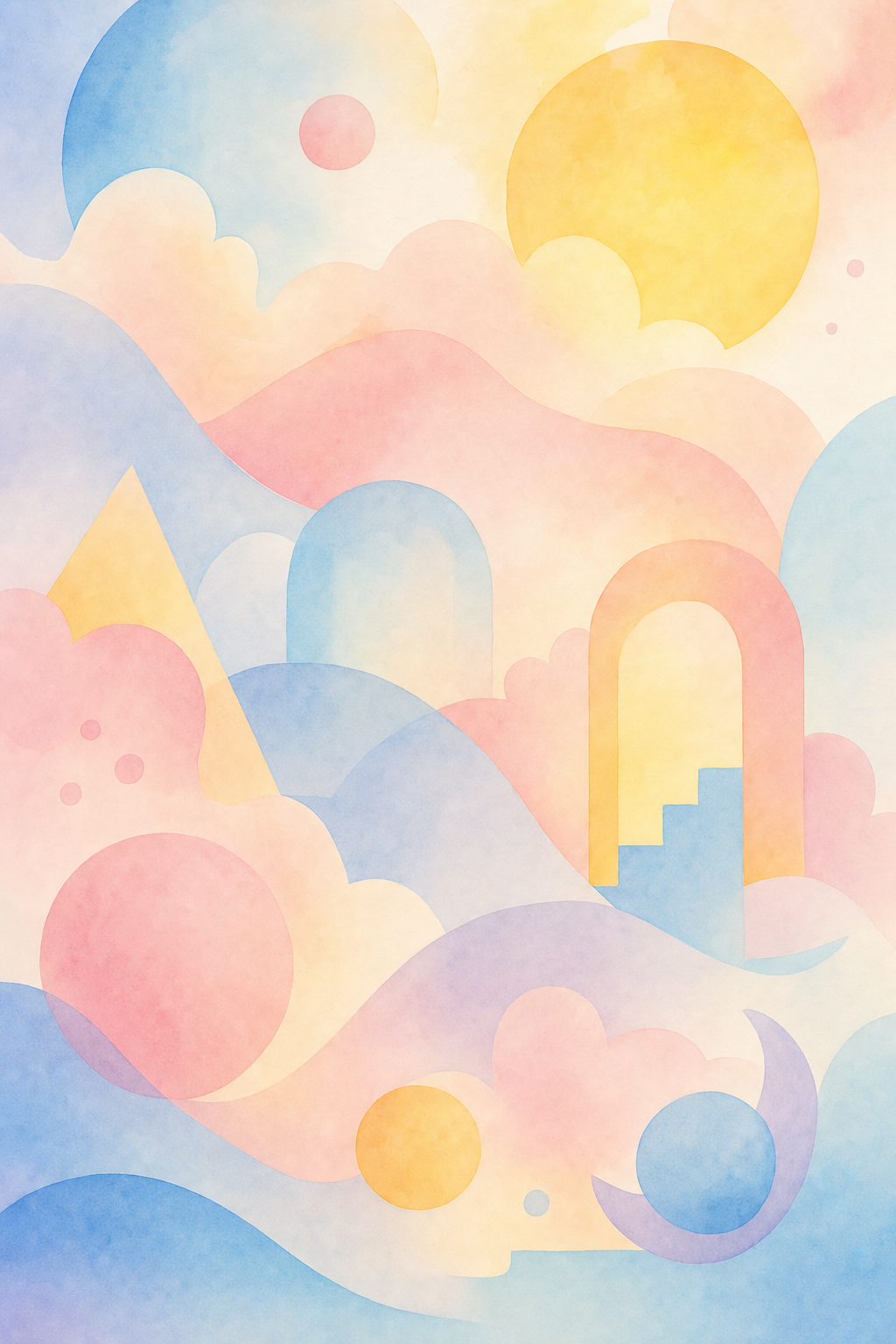 Dreamy Prism — reverse coloring page watercolor background