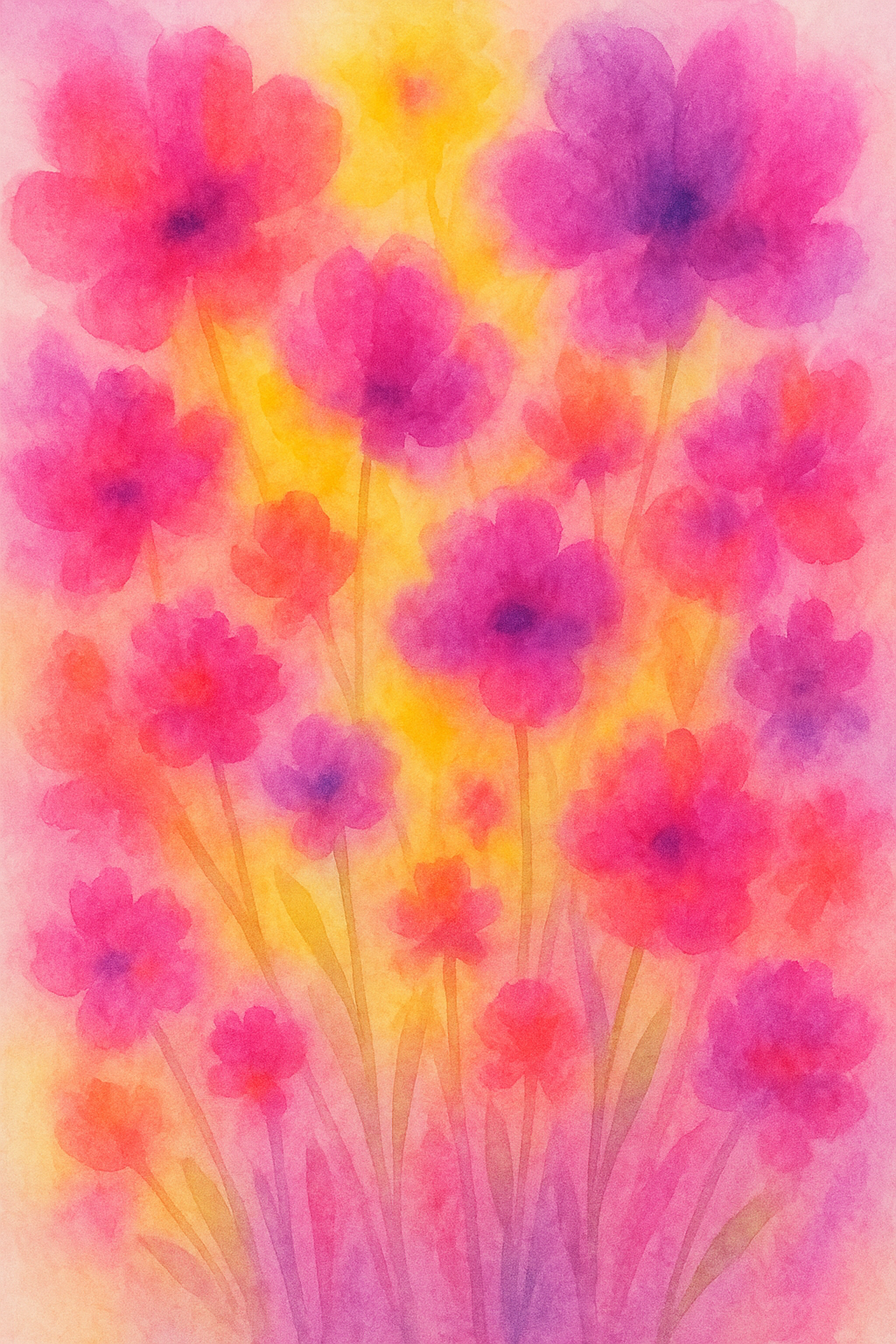 Floral Reverie — reverse coloring page watercolor background