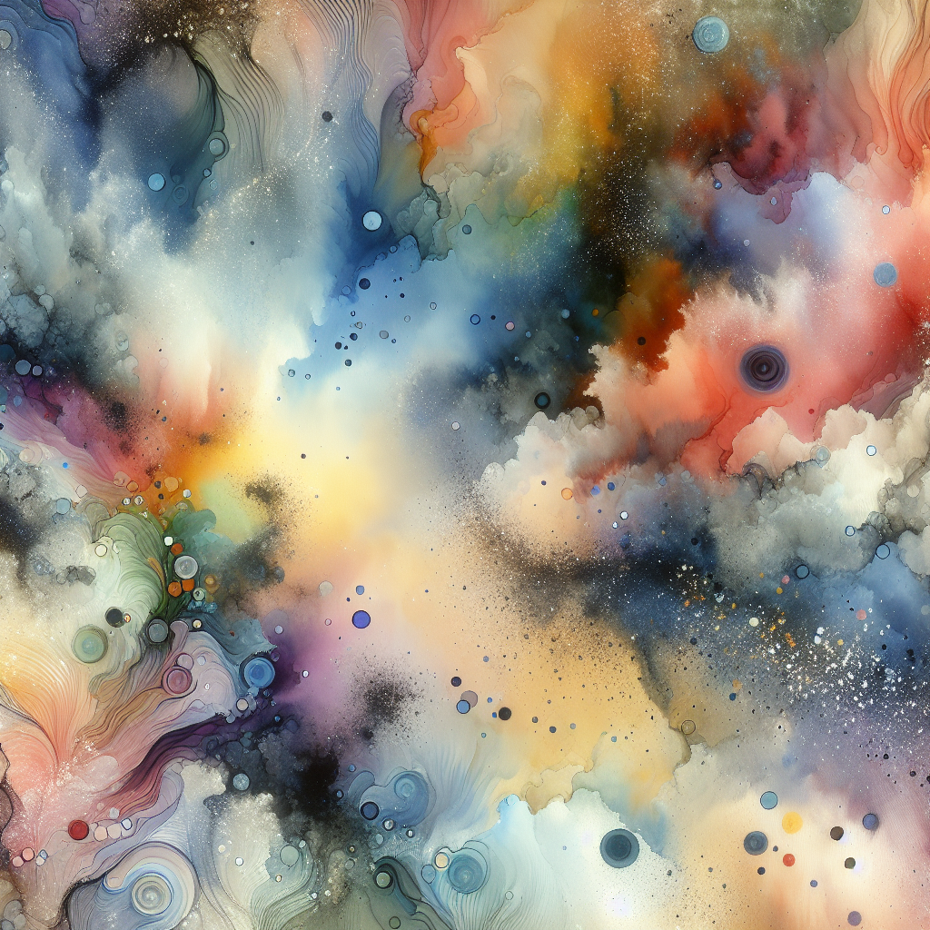 Nebulous Drifts — reverse coloring page watercolor background