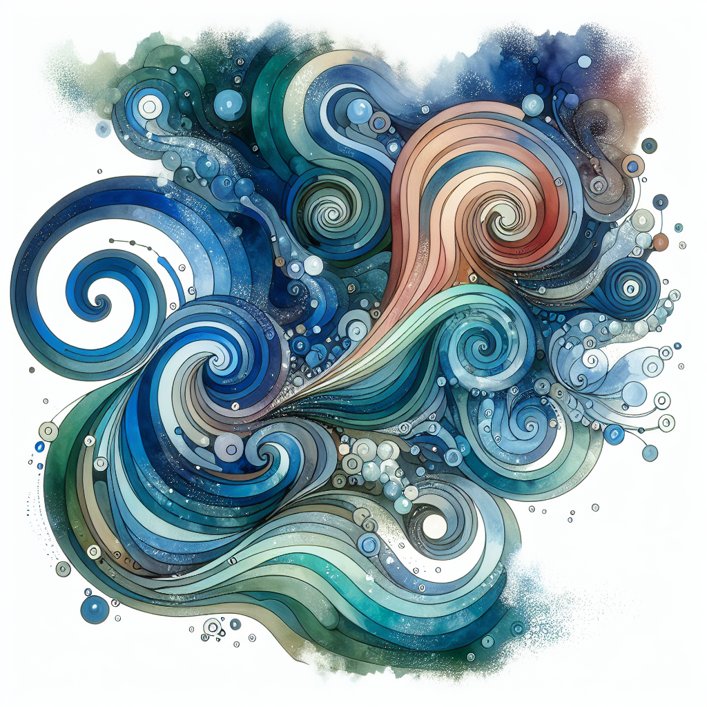 Swirling Serenity — reverse coloring page watercolor background