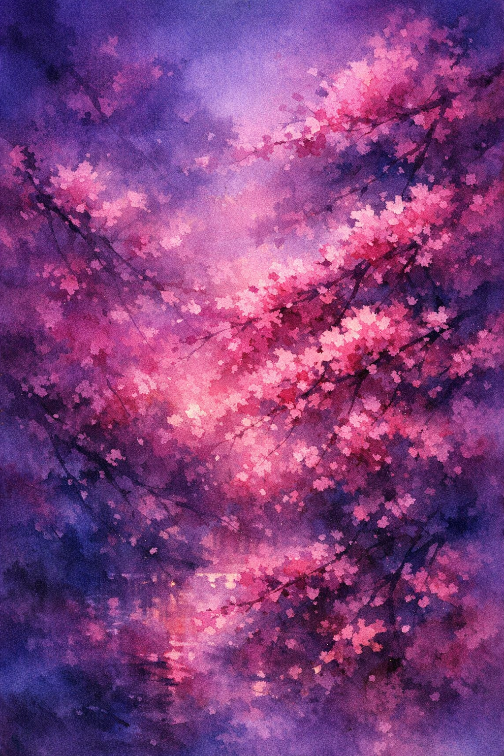 Twilight Blossom Dreams watercolor background preview