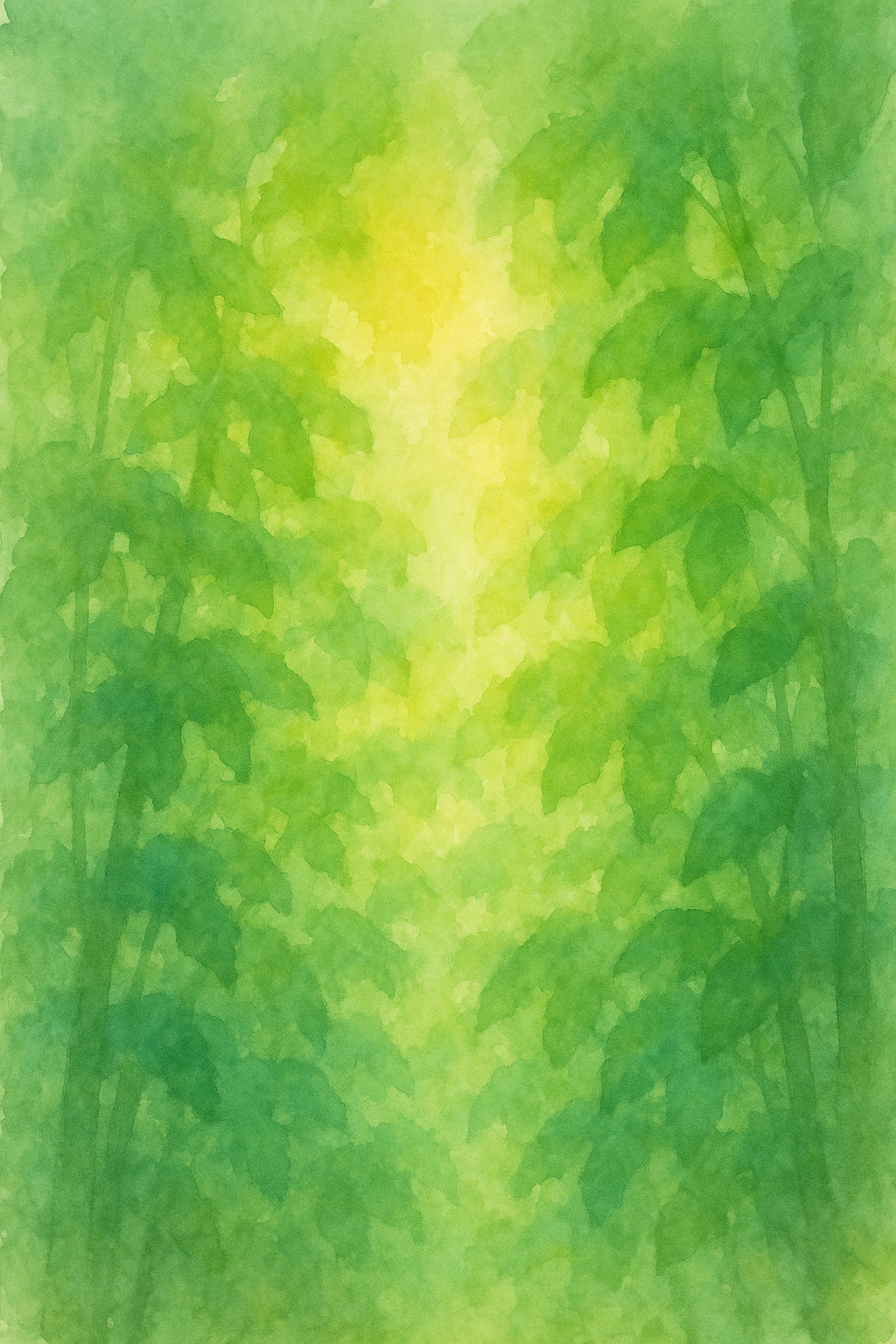 Verdant Canopy Dreams — reverse coloring page watercolor background