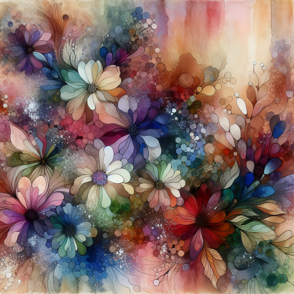 Whispering Petals — reverse coloring page watercolor background